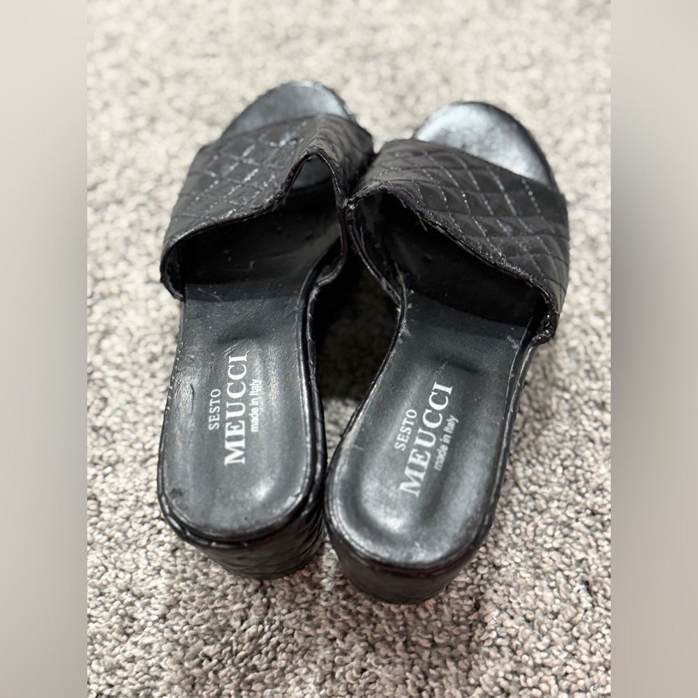 Sesto Meucci Black Quilted Women's Slides - Picture 3 of 6